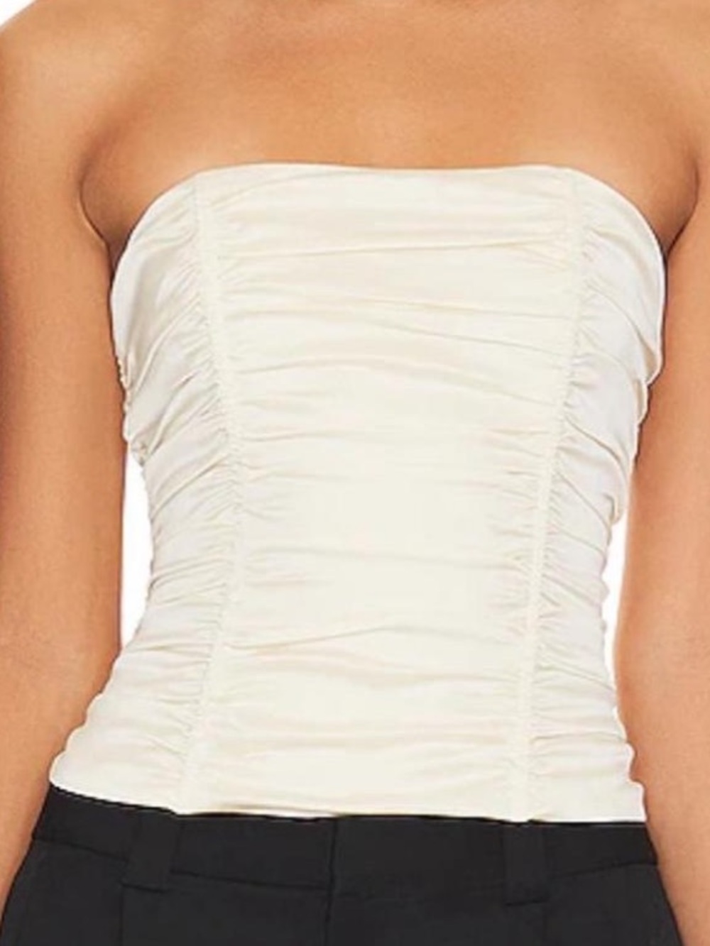 Strapless Ruched Cream Corset Top
